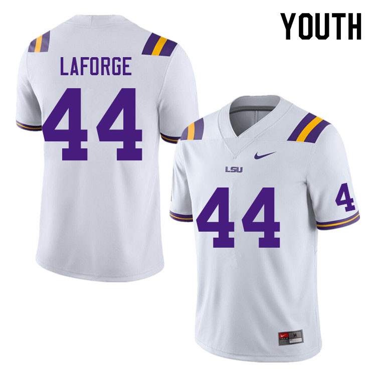 Youth #44 Luke Laforge LSU Tigers College Football Jerseys Sale-White